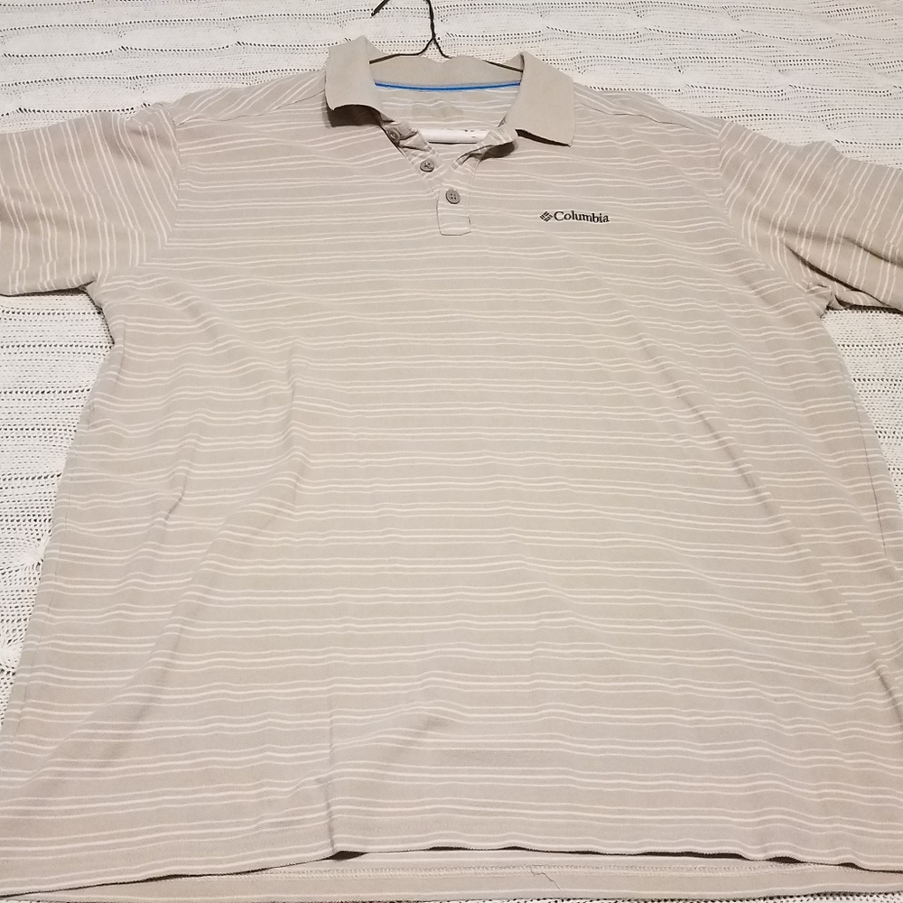 Men's XL tan stripe Columbia shirt
